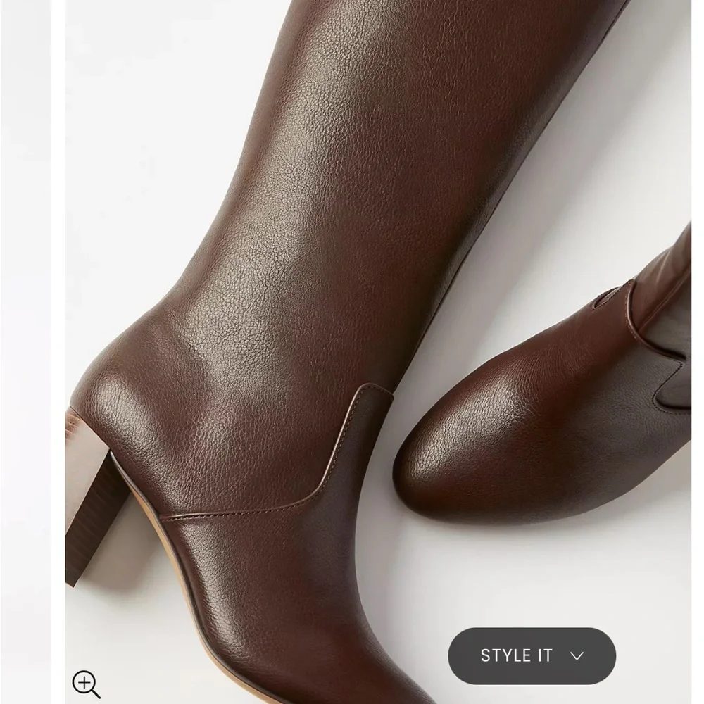 LOFT Brown Knee High Leather Heeled Boots Brand New - Picture 4 of 8